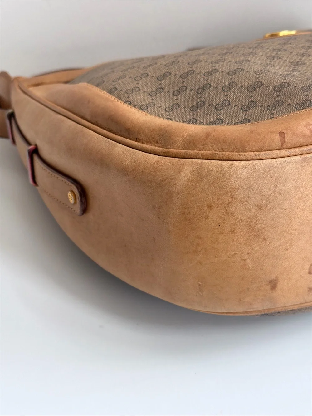 Authentic Gucci Micro GG Supreme Vintage Crescent Crossbody Bag